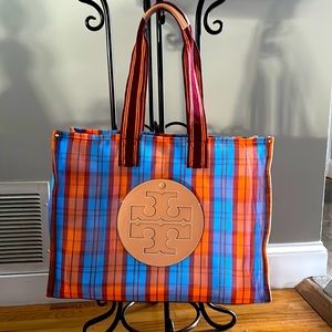 Tory Burch Leather Trimmed Mesh Tote Bag